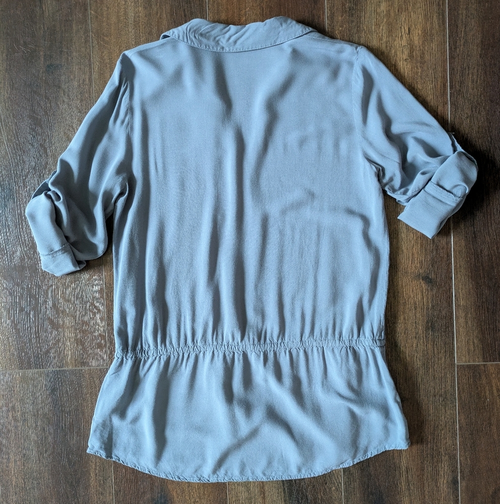 Spense Womens Popover Blouse Tie Waist Tunic Medium Casual Roll Tab Pockets - Picture 5 of 14